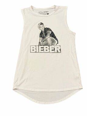 Justin Bieber tank top women’s size large white black sleeveless